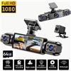 BCUOZ Dash Cam Panoramica a Quattro Lenti F1080P Super Visione Notturna Registrazione Continua Telecamera di Sorveglianza HD per Veicoli