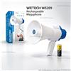 NONE WETECH W5209 Megafono Ricaricabile 5W Portatile con Funzione di Registrazione e Allarme Sirena, Portata 300m, Batteria ICR18650 Integrata per Guida Eventi e Controllo della Folla