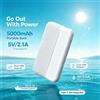 NONE WETECH Powerbank Compatto Ultra Sottile da 5000mAh con Doppia Porta USB 5V 2.1A, Batteria Esterna con Ingresso Type-C, Caricabatterie Portatile per Smartphone