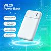 NONE Batteria esterna da 6000 mAh, uscita USB singola con corrente massima di 2,1 A, doppia porta di ingresso, Micro USB e Type-C, caricabatterie portatile e sottile per smartphone, modello WL20.