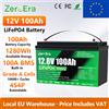 ZeroEra Batteria ZeroEra 12V 100AH LiFePO4 1280WH Batteria al Litio Ferro Fosfato con Protezione BMS Integrata da 100A Cicli Profondi 4S4P Capacità Estendibile per Inverter Off-Grid, Camper, Camion,