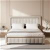Comanlai Letto con struttura a scomparsa idraulica Comanlai, dimensioni 180x200 cm, con rivestimento in velluto bianco e finiture in metallo dorato, base idraulica antiscivolo, portata massima 250 kg, non