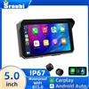 Srnubi, lettore multimediale intelligente portatile da 5 pollici per moto, schermo impermeabile IP67, navigazione GPS con CarPlay e Android Auto wireless, monitor digitale per moto con sistema TPMS.
