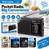 NONE Radio portatile AM/FM, piccola e maneggevole, alimentata a batteria, con ingresso AUX e antenna lunga.