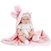 HUNGARY TOYS Bambola-Eva Collection,bambola con vestitino bianco e copertina rosa con orecchie-Hungary Toy-Eta 3+