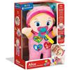 Clementoni Alice, la Mia Prima Bambola, Peluche,entro Attivita con Ciuccio e 3 Tasti per Imparare Forme, Numeri, Colori, Parole e Versi degli Animali, Clementoni,Eta 10+ mesi