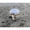 Adorabile Blu Pizzo Agata Gemma 925 Argento Sterling Mano Anello Tutte le Misure