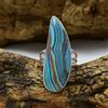 Splendid Arcobaleno Calsilica Gemma 925 Argento Sterling Mano Anello Tutti Size