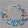 Collana bigiotteria regalo moda pietra preziosa turchese rame ostrica...