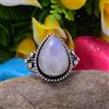 Handmade Favoloso Arcobaleno Luna Gemma 925 Argento Sterling Handmade Anello Tutti Taglia