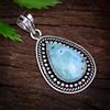 Handmade Sottile Caraibi Larimar Gemma 925 Argento Sterling Handmade Ciondolo 6.6cm
