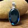 Pendente Ovale In Argento Sterling 925 Con Gemma Di Tormalina Blu Fk-45