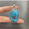 Reale Blu Turchese Gemma 925 Argento Sterling Fatto a Mano Ciondolo S-14
