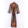 Fatto a mano Kimono Robe Donna In Seta Vintage Floreale Boho Marrone Manica 3/4
