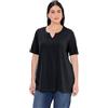 Ulla Popken T-Shirt dal Taglio Svasato con Scollo a Tunica e Mezze Maniche 807259