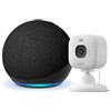 Amazon Echo Dot (ultimo modello), Antracite + Videocamera Mini 2K+ Blink, Bianca - Controlla la videocamera con Alexa, con Accesso Anticipato ad Alexa+