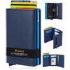 Bronzi Portafoglio Porta Carte Credito - Portafoglio Uomo Slim Portacarte uomo - Mini Porta Tessere - Protezione RFID - Design Smart Italiano (Blu)