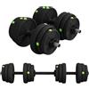 SPORTNOW 20/25/30 kg Set Bilanciere Palestra 2 in 1 Regolabili Nero e Verde | Set Manubri Regolabili con Impugnatura Antiscivolo, per Allenamento Fitness in Casa