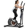 Cowmew Ellittiche da casa con 16 livelli resistenza, Display LCD | Macchina Ellittica Magnetica, Pedali Antiscivolo, Portabottiglie, Fino a 287 libbre Fitness Ellittico Stepper 3 in 1