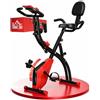 HOMCOM Cyclette Pieghevole 2 in 1 Resistenza Magnetica Regolabile | Cyclette da Casa Silenziosa, Sensore Cardiaco, Sedile Regolabile, Bande Elastici, Schermo LCD, Ruote