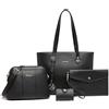 Miss Lulu Borsa Università Donna Nero Grande, Borsa a Mano 2/3/4 Set Tote Bag Impermeabile PU Pelle,Borse a Spalla Tracolla Donne per Shopping Scuola Viaggio