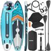 tectake® Sup Gonfiabile, Supporto Fotocamera, Sedile Kayak, 320x84x39,5 cm | Antiscivolo, Drop-Stitch, Pagaia 2 in 1 Alluminio Regolabile, Pompa ad Aria, Sistema 3 Pinne, 200 kg, Zaino Incluso
