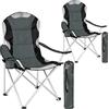 tectake® Sedia da Campeggio Pieghevole, Comoda Imbottitura, Sedia Relax con Tessuto a Rete per Ventilazione, Bracciolo con Porta Bevande Incorporato, Pratica Borsa Inclusa