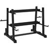 SPORTNOW Rastrelliera per Manubri Supporto Bilanciere 131x75x80 cm Nero | in Acciaio, con 4 Aste, a Distanza Regolabile, per Pesi, Kettlebell e Bilancieri