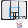 SPORTNOW Canestro da basket con pannello posteriore, per esterni, diametro 45 cm, in acciaio e rete, montaggio a parete, per adolescenti e adulti
