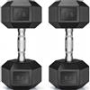 LIFERUN Set di 2 manubri esagonali, 10 - 30 kg, con rivestimento antiscivolo, impugnatura ergonomica, set di manubri corti in gomma polimerica, per allenamento aerobico