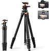 K&F CONCEPT Treppiede Fotocamera e Smartphone 162cm, Cavalletto Fotografico | Treppiedi Per DSLR/Mirrorless/Sony/Canon/Nikon, Portata 10kg, Alluminio con Supporto per Cellulare 2-in-1, A305A1+BH-40
