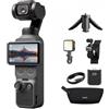 DJI Osmo Pocket 4 Combo Essential, videocamera vlog tascabile con gimbal | CMOS da 1″ e 4K/240fps, stabilizzazione a tre assi, zoom senza perdita 2×, 107 GB di memoria integrata