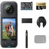 Insta360 X4 Pack Endurance - Action Cam 360° 8K Impermeabile, Video Grandangolari in 4K, Selfie Stick Invisibile. Protezioni Lenti Rimovibili, Autonomia Batteria 135 min, Editing IA, Stabilizzazione