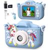 Azyvum Macchina Fotografica Bambini,2.0 Pollici Schermo Mini Ricaricabile Fotocamera Digitale,1080P HD Videocamera Regalo Giocattolo di Natale & Compleanno per Ragazze Ragazzi 3-10 Anni,con Scheda 64GB