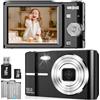 FAYIBUY Macchina Fotografica Digitale 50MP 1080P FHD, Zoom 16X, Ricaricabile, Scheda Da, Nero, 32GB