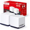 MERCUSYS Halo H1900G Sistema Mesh Wi-Fi AC1900Mbps, 3 Porte Gigabit, 2pz | Dual-Band, Parental Control, Copertura Fino a 350m2, 6 Stream, Router/AP, Case Ampie, Streaming e Gaming, WPA2-PSK