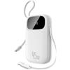 Baseus Powerbank 45W 20000mAh con 2 Cavi USB-C Integrati, Ricarica Rapida Power Bank PD3,0 QC4,0, 3 C 1 A, Caricatore Portatile per iPhone 16/15/14 Pro Max, iPad, Samsung, Bianco