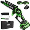 WORFCI 8 Pollici Mini Motosega con 2 Batterie e Caricatore, Sega a Batteria per Potatura Senza Fili, Brushless Motosega con Lubrificazione Automatica, Motosega Elettrica Potatura di Legno/Alberi