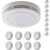 Safeliveo Rilevatore di Fumo con Batteria 10 Anni, Allarme Incendio 85 dB, Senza LED Lampeggiante, Conforme EN 14604, Funzione Silenziosa, Cuscinetti Adesivi Inclusi, Confezione da 8