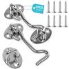 vsshe Gancio Finestra, 2 Pezzi Gancio Chiusura Porta, 3 Inch Gancios Chiusura Porta Gancios Finestra Chiavistello per Porta, con 8 Viti di Montaggio, per Finestra, Portas Scorrevole, Armadio-argento