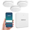 Safeliveo Rilevatore di fumo interconnesso WiFi, rilevatore di fumo con batteria da 10 anni, set da 3 con stazione base, certificato TUV Rheinland, set di allarme fumo con controllo tramite app