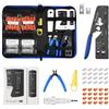 VCELINK Kit 45in1 Pinza Crimpatrice Rete RJ45 Passante Oro 1 Set | Kit professionale 45 accessori, funzione taglio spelatura e crimpatura per tutti i connettori Ethernet
