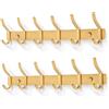MEIJO Appendiabiti da Parete, Ganci Attaccapanni in Acciaio Inox da Muro Moderno Appendiabiti per Cameretta, Ingresso, Cucina, Bagno (6-Ganci 2pcs, Oro)