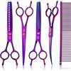 JASON set professionale di forbici per cani da 7,5" 6 in 1 set di forbici per cani - forbici per cani dritte e curve forbici a 16/36 denti per cani