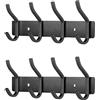MEIJO Appendiabiti da Parete, Ganci Attaccapanni in Acciaio Inox da Muro Moderno Appendiabiti per Cameretta, Ingresso, Cucina, Bagno (4-Ganci 2pcs, Nero Opaco)