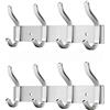 MEIJO Appendiabiti da Parete, Ganci Attaccapanni in Acciaio Inox da Muro Moderno Appendiabiti per Cameretta, Ingresso, Cucina, Bagno (4-Ganci 2pcs, Argento)