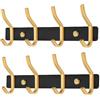 MEIJO Appendiabiti da Parete, Ganci Attaccapanni in Acciaio Inox da Muro Moderno Appendiabiti per Cameretta, Ingresso, Cucina, Bagno (4-Ganci 2pcs, Nero & Oro)