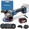 Dong Cheng DongCheng Smerigliatrice angolare a batteria 20V, Ø125mm, 1000W | Motore Senza Spazzole, 3 Velocità, Protezione Rapida, Manico Anti-Vibrazione, Incl. Dischi, Batteria 4.0Ah & Caricabatterie