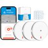 Meross Matter Rilevatore di fumo WiFi connesso, 3 pezzi con Hub MSH450 | Allarme antincendio intelligente con doppio sensore ottico, rilevatore di fumi con avviso APP, rete 0,8 mm, 33 mm