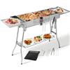 TLGREEN Barbecue a Carbonella Portatile,in Acciaio Inossidabile,Pieghevole | Griglia a Carbone, Barbecue a Cabone con Padella Antiaderente,4PCS Gamba di Supporto per Giardino Terrazza Campeggio Picnic